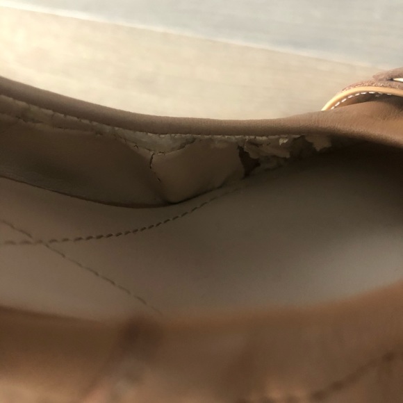 JC Collezione tan colored almond toe wedges heels size 6.5 buckle shoes - Picture 9 of 9